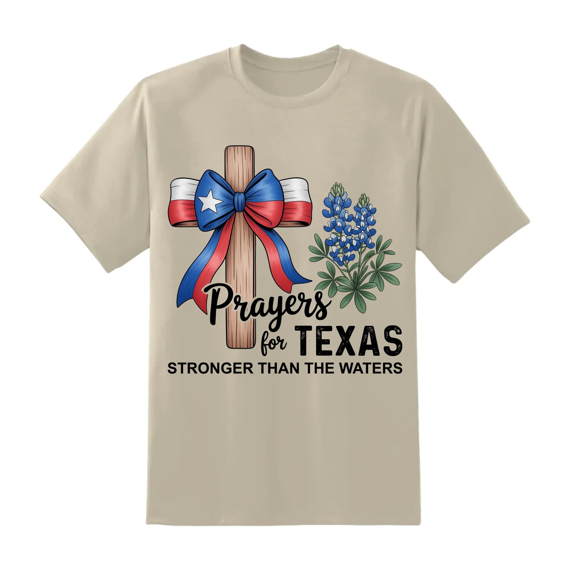 The Cross Prays for Texas – Stronger Than the Water T-Shirt - Custom Choo