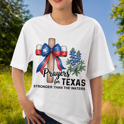 The Cross Prays for Texas – Stronger Than the Water T-Shirt - Custom Choo