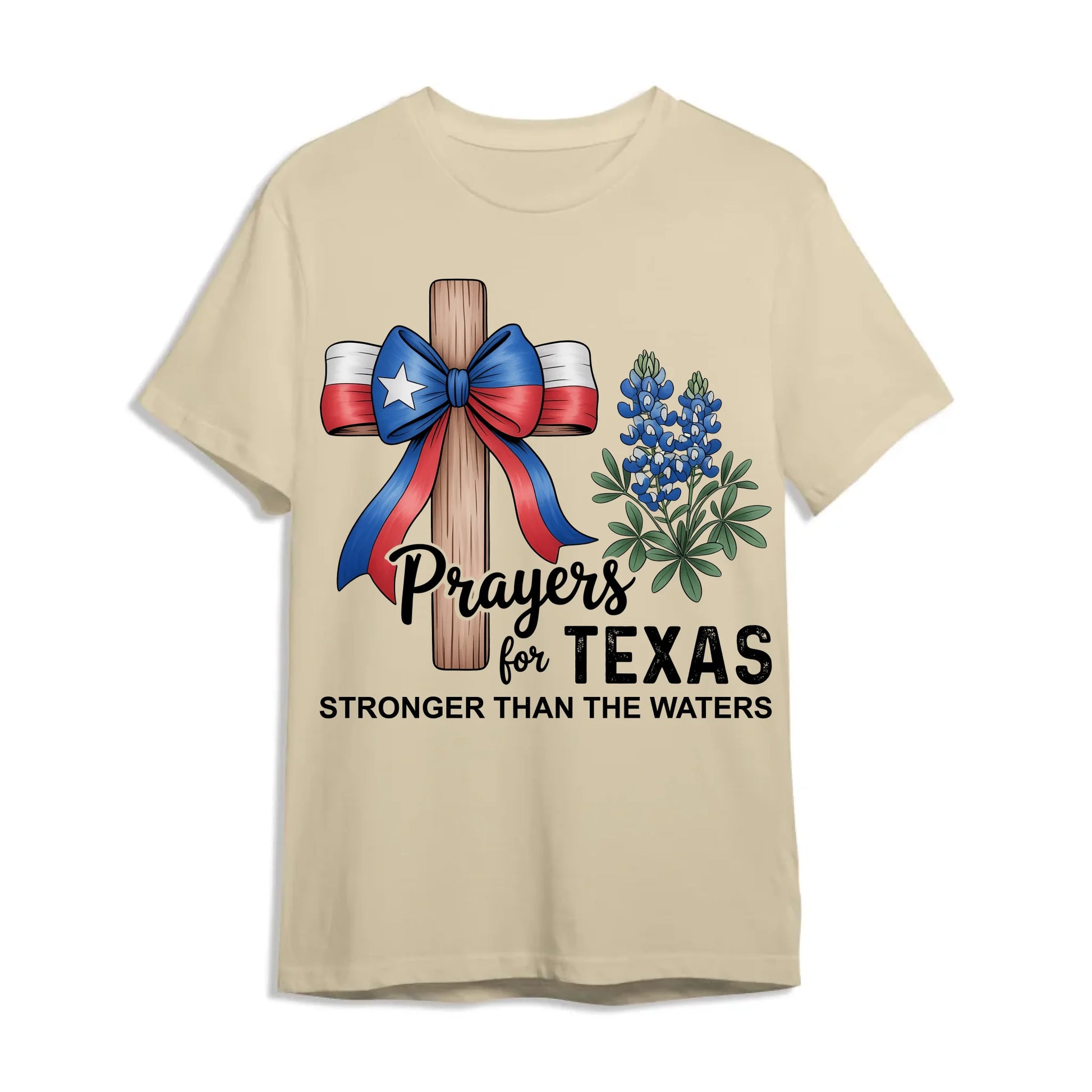 The Cross Prays for Texas – Stronger Than the Water T-Shirt - Custom Choo