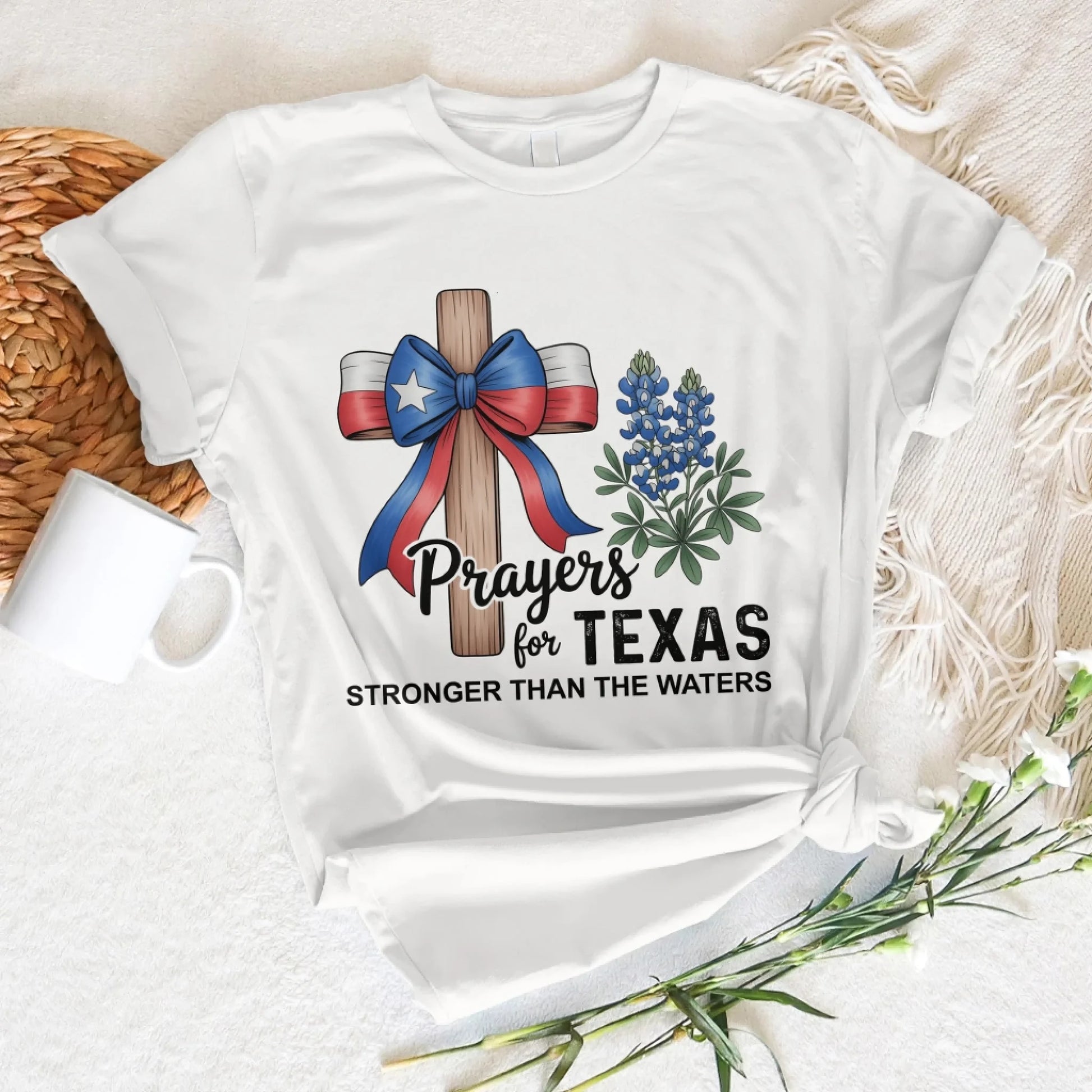 The Cross Prays for Texas – Stronger Than the Water T-Shirt - Custom Choo