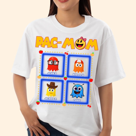 PAC-MOM Shirt – Custom Kids' Names & Ghosts Tee, Custom Choo