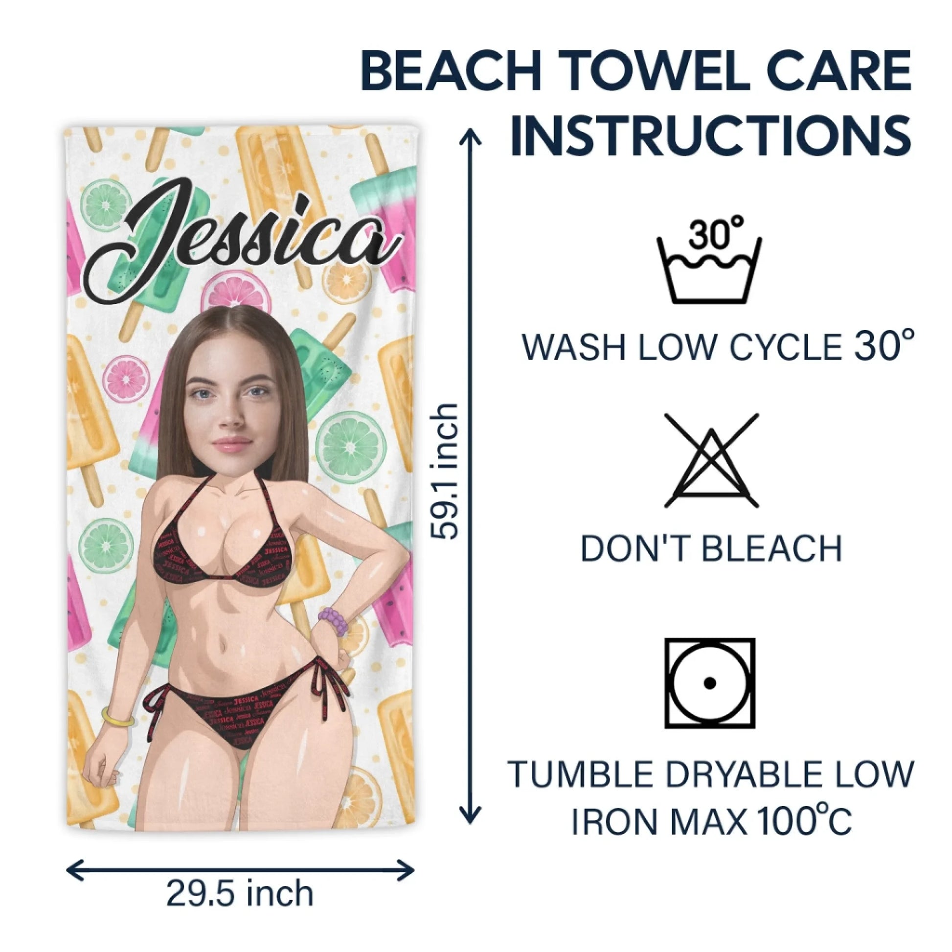 Personalized Funny Beach Towel – Custom Your Face & Name - Custom Choo