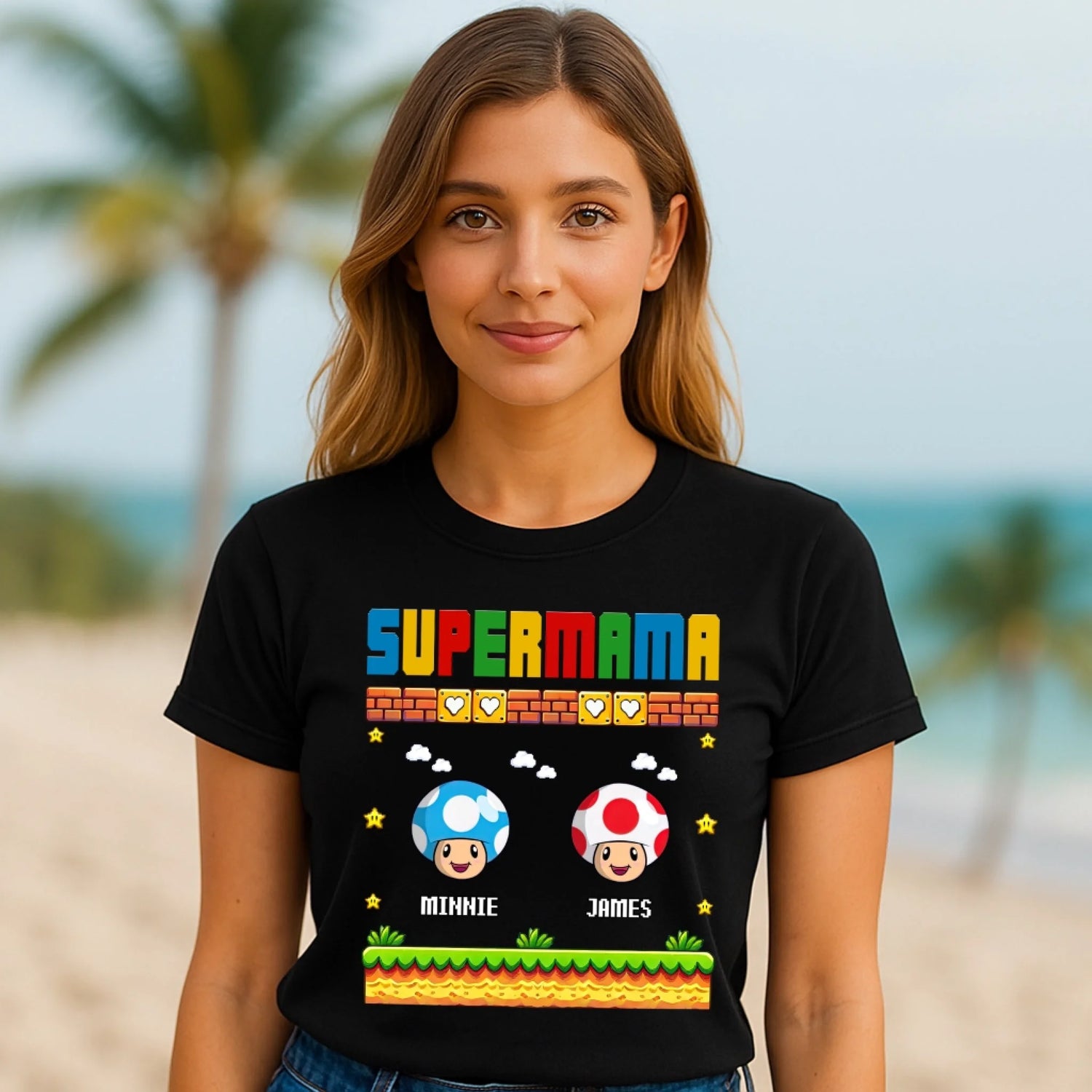 SupperMama Retro Gamer Tee - Personalized Name T-Shirt, Custom Choo
