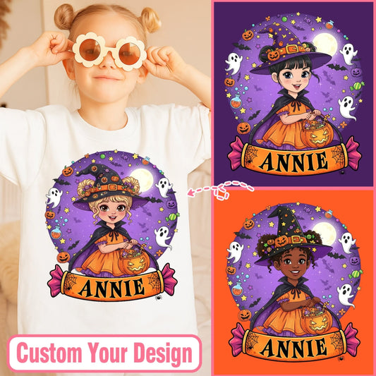 Cutest Little Witch – Personalized Kid’s Name Halloween Shirt - Custom Choo