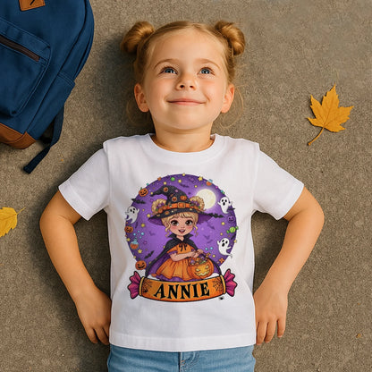 Cutest Little Witch – Personalized Kid’s Name Halloween Shirt - Custom Choo