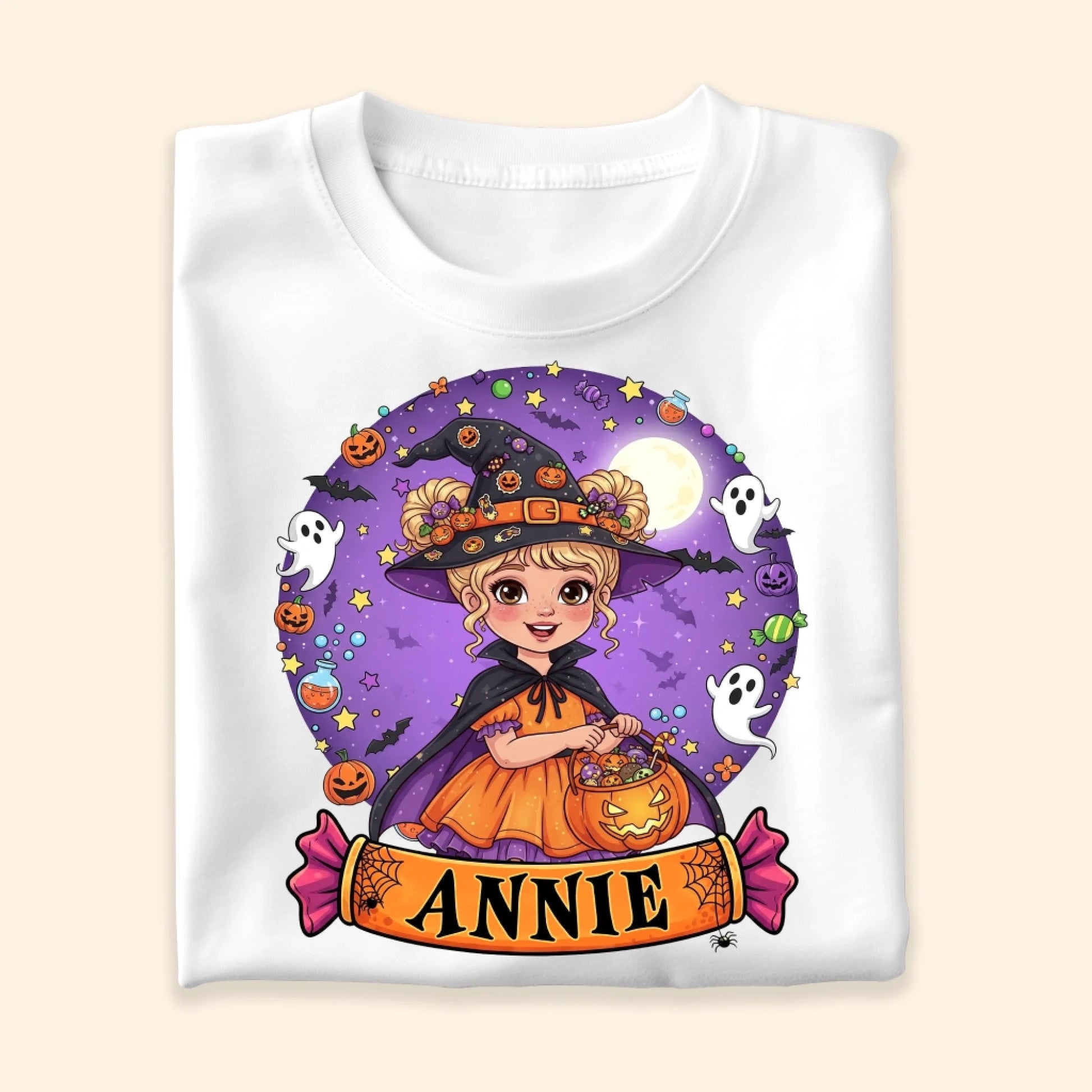 Cutest Little Witch – Personalized Kid’s Name Halloween Shirt - Custom Choo