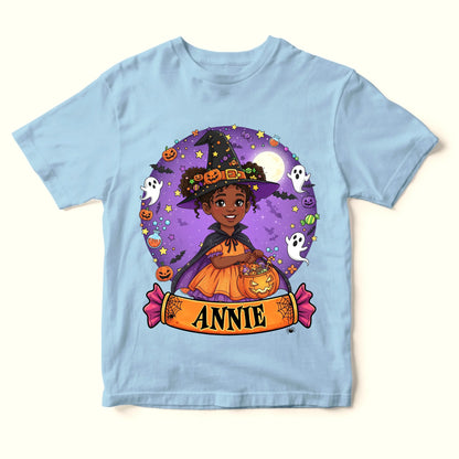 Cutest Little Witch – Personalized Kid’s Name Halloween Shirt - Custom Choo