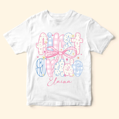 Custom Name & Grade Youth Tee – Back to School Bow Design, Custom Choo