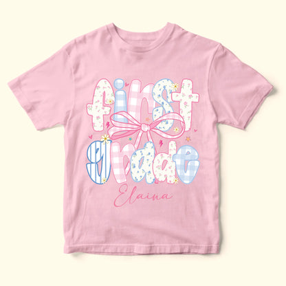 Custom Name & Grade Youth Tee – Back to School Bow Design, Custom Choo