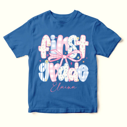 Custom Name & Grade Youth Tee – Back to School Bow Design, Custom Choo