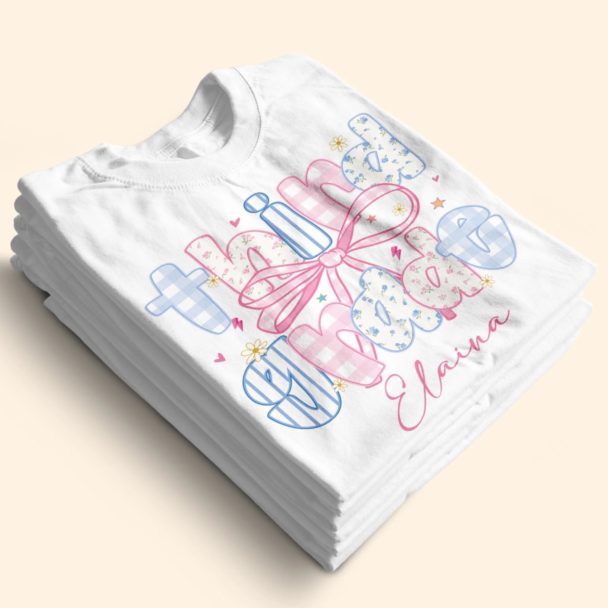 Custom Name & Grade Youth Tee – Back to School Bow Design, Custom Choo