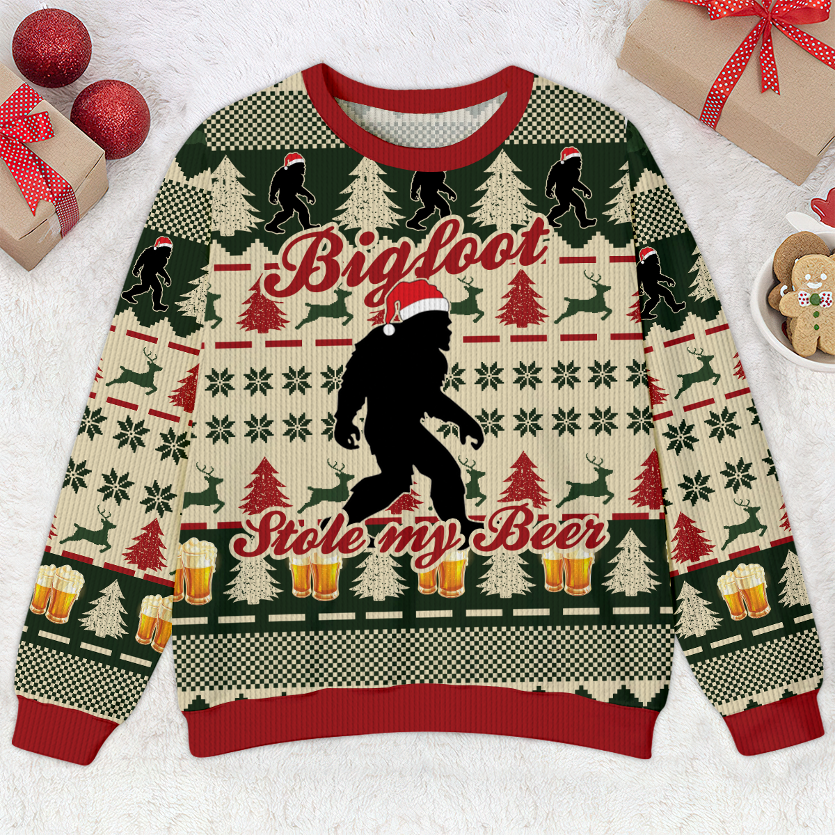 Bigfoot Stole My Beer Christmas Ugly Christmas Sweater