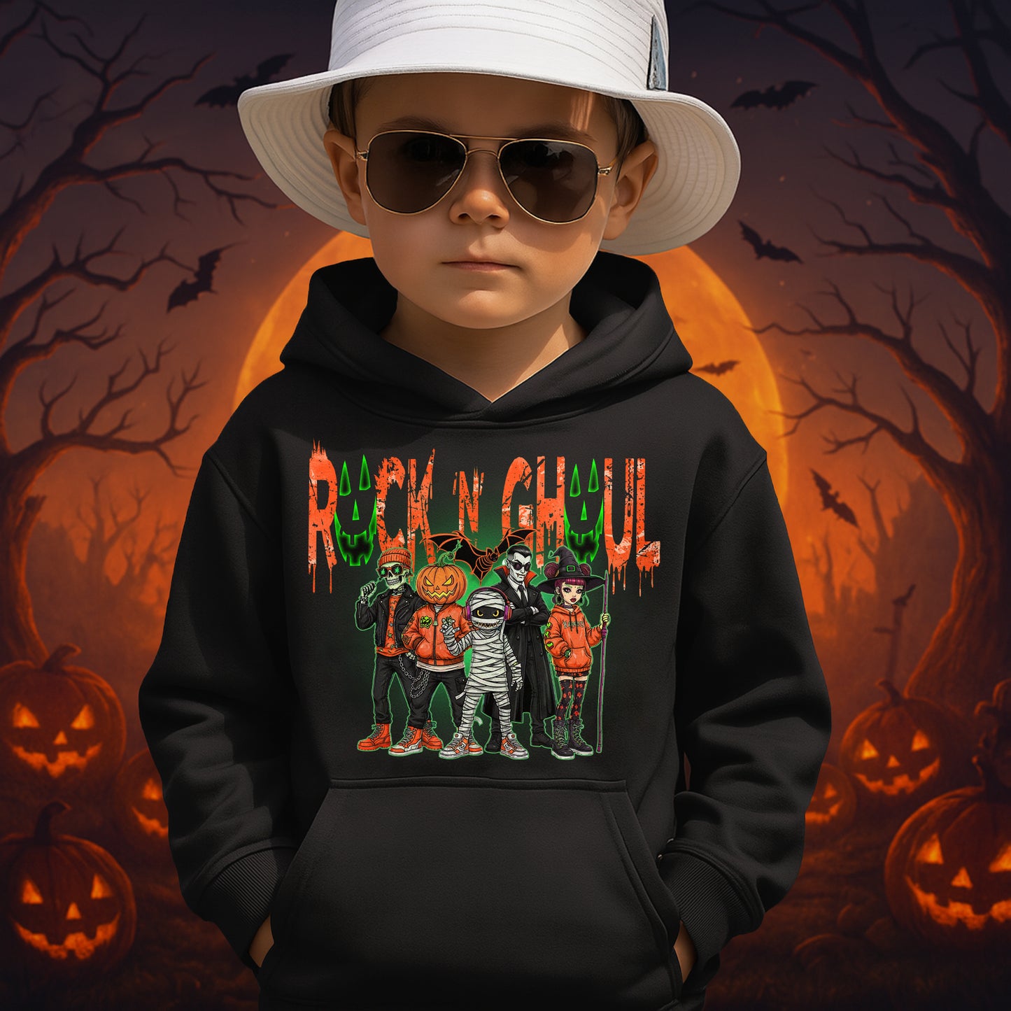Rock 'N' Ghoul Tee - Rock Band Halloween Youth Hoodie Kid