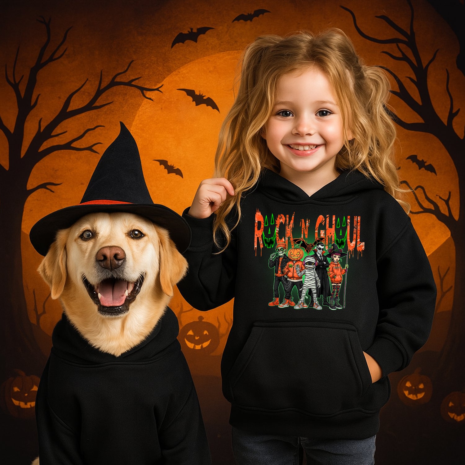 Rock 'N' Ghoul Tee - Rock Band Halloween Youth Hoodie Kid, Custom Choo