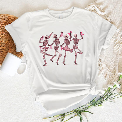 Breast Cancer Areness Shirt - Pink Ribbon Dancing Bone