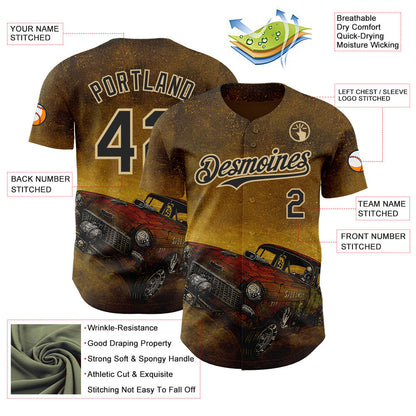 Custom Yellow Black-Vegas Gold David Lozeau Run What You Brung Authentic Baseball Jersey