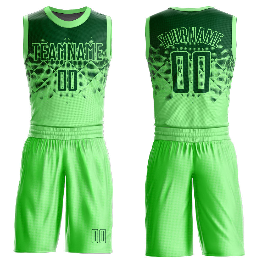 Custom Pea Green Green Round Neck Sublimation Basketball Uniform Jersey