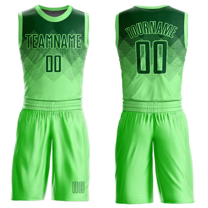 Custom Pea Green Green Round Neck Sublimation Basketball Uniform Jersey