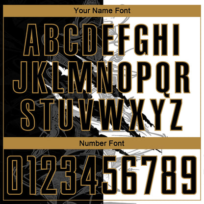 Custom Graffiti Pattern Black-Old Gold Scratch Round Neck Sublimation Basketball Uniform Jersey
