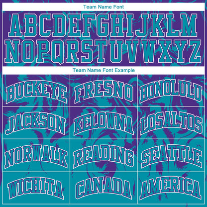 Custom Teal Purple-White Round Neck Sublimation Basketball Uniform Jersey