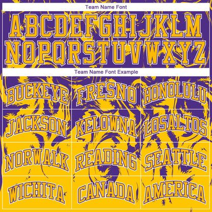 Custom Gold White-Purple Round Neck Sublimation Basketball Uniform Jersey
