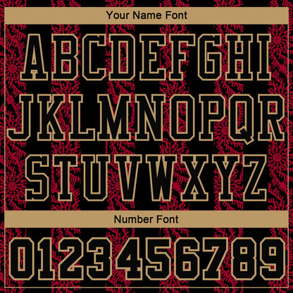 Custom Red Black-Old Gold Round Neck Sublimation Basketball Uniform Jersey