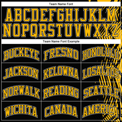 Custom Black Gold-White Round Neck Sublimation Basketball Uniform Jersey