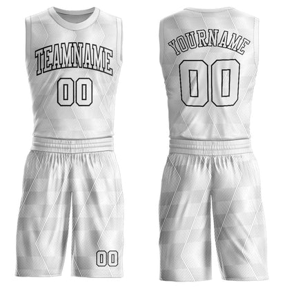 Custom Gray White-Black Round Neck Sublimation Basketball Uniform Jersey