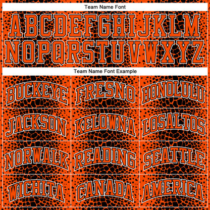 Custom Black Orange-White Animal Fur Print Round Neck Sublimation Basketball Uniform Jersey