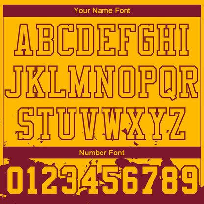 Custom Yellow Maroon Color Splash Round Neck Sublimation Basketball Uniform Jersey