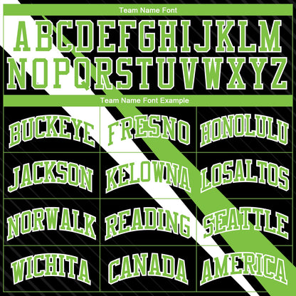 Custom Black Neon Green-White Diagonal Lines Round Neck Sublimation Basketball Uniform Jersey