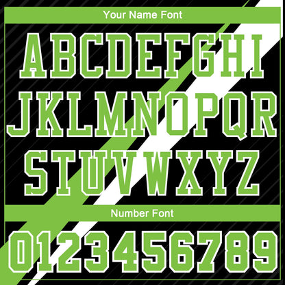 Custom Black Neon Green-White Diagonal Lines Round Neck Sublimation Basketball Uniform Jersey