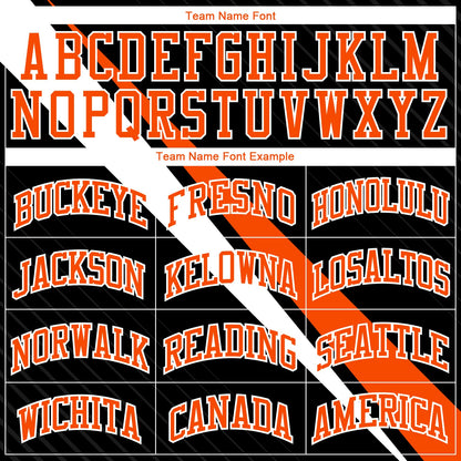 Custom Black Orange-White Diagonal Lines Round Neck Sublimation Basketball Uniform Jersey
