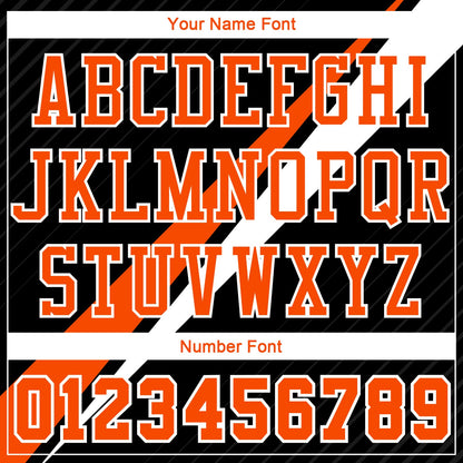 Custom Black Orange-White Diagonal Lines Round Neck Sublimation Basketball Uniform Jersey
