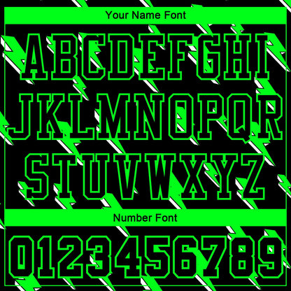 Custom Black Neon Green Lightning Shapes Round Neck Sublimation Basketball Uniform Jersey