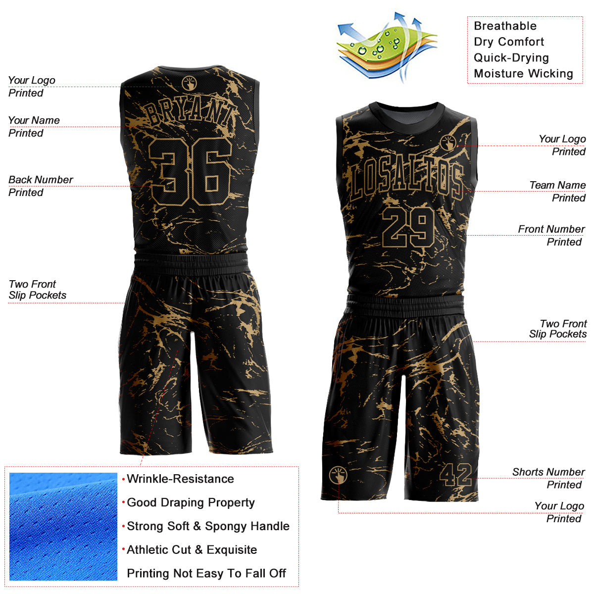Custom Black Old Gold Abstract Grunge Art Round Neck Sublimation Basketball Uniform Jersey