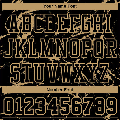 Custom Black Old Gold Abstract Grunge Art Round Neck Sublimation Basketball Uniform Jersey