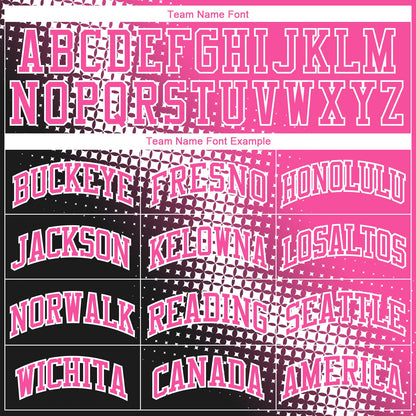 Custom Black Pink-White Gradient Two Tone Diamond Shape Round Neck Sublimation Basketball Uniform Jersey