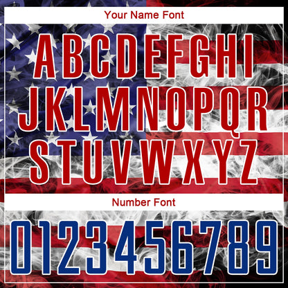 Custom White Royal-Red American Flag Fashion Round Neck Sublimation Basketball Uniform Jersey