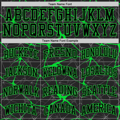 Custom Black Neon Green Abstract Network Round Neck Sublimation Basketball Set Jersey
