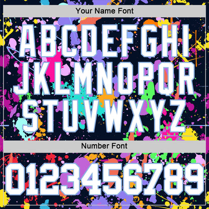 Custom Graffiti Pattern White Light Blue-Black Splash Round Neck Sublimation Basketball Set Jersey