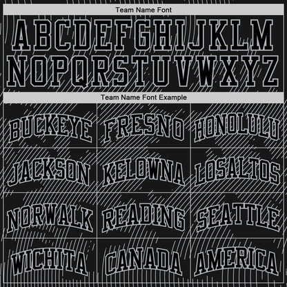 Custom Black Gray Curve Lines Round Neck Sublimation Basketball Set Jersey
