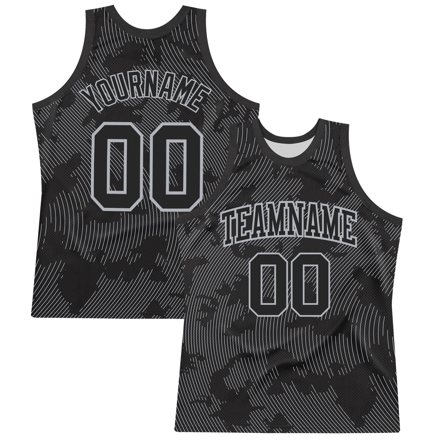 Custom Black Gray Curve Lines Round Neck Sublimation Basketball Set Jersey