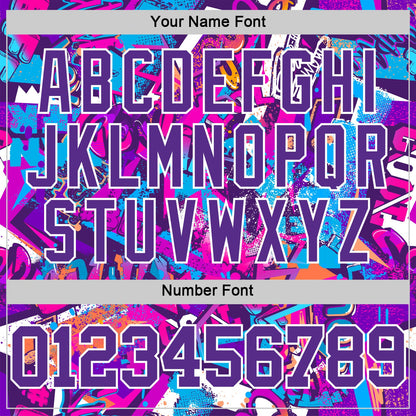 Custom Graffiti Pattern Purple-White Splash Round Neck Sublimation Basketball Set Jersey