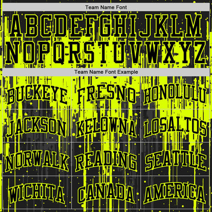 Custom Black Neon Green Dripping Splatter Art Round Neck Sublimation Basketball Set Jersey