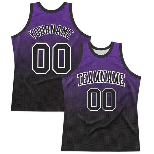 Custom Purple Black-White Fade Fashion Round Neck Sublimation Basketball Set Jersey