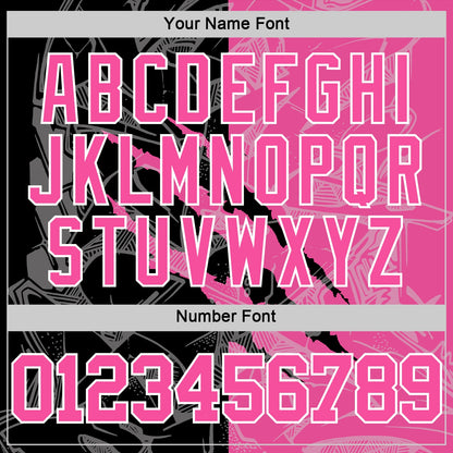 Custom Graffiti Pattern Pink Black-White Scratch Round Neck Sublimation Basketball Set Jersey