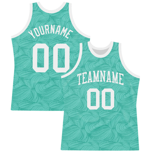 Custom Aqua White Fluid Art Round Neck Sublimation Basketball Set Jersey