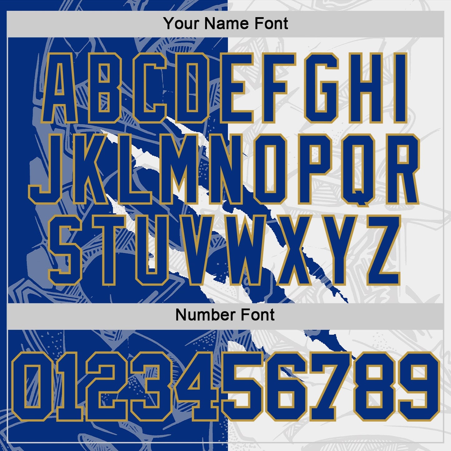 Custom Graffiti Pattern Royal White-Old Gold Scratch Round Neck Sublimation Basketball Set Jersey