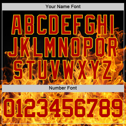 Custom Black Red-Yellow Flame Round Neck Sublimation Basketball Set Jersey